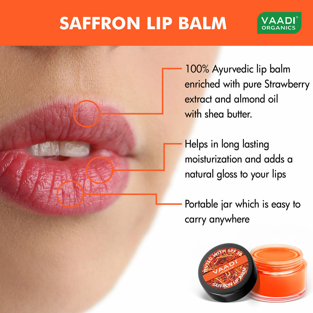 Tinted Saffron Lip Balm with SPF30 for Dry, Chapped & Sun Damaged Lips (8 x 10 gms/0.4 oz)
