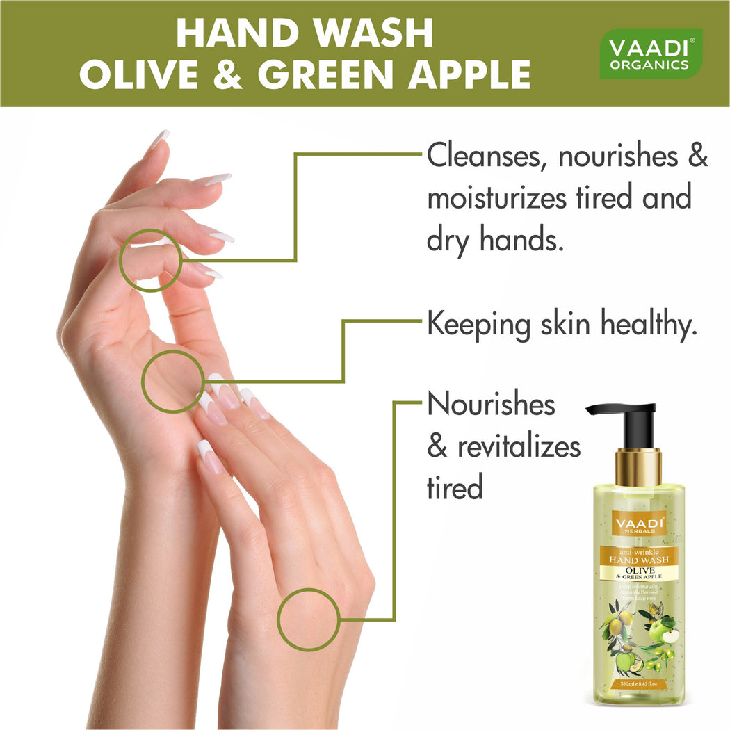 Anti-Wrinkle Organic Olive and Green Apple Hand Wash (250 ml / 8.5 fl oz )