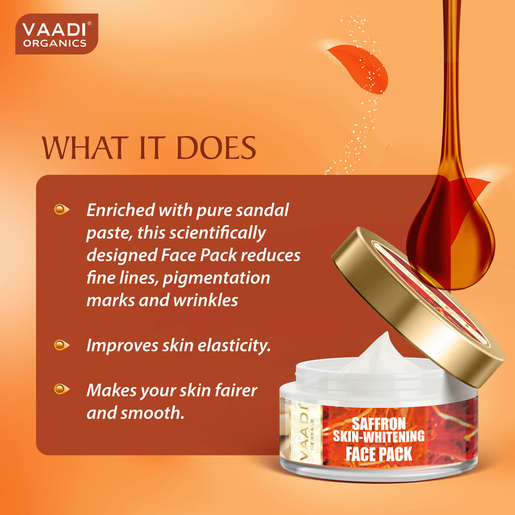 Saffron Skin Whitening Face Pack - Brightens Skin Tone - Reduces Marks and Pigmentation (70 gms/2.5 oz)