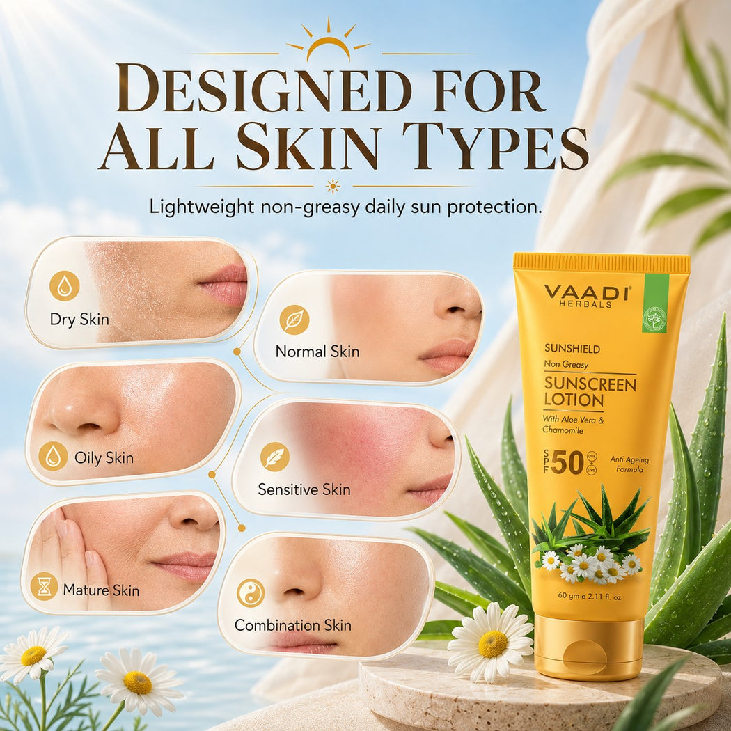 Organic Sunscreen Lotion SPF 50 with Aloe Vera & Chamomile - Non Greasy - Long Lasting - Soothes Burnt Skin (2 x 110 ml/ 4 fl oz)