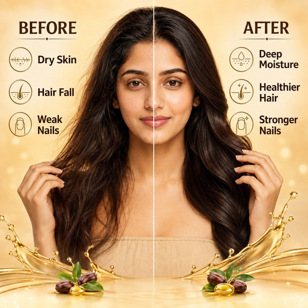 Organic Rosehip Seed Jojoba Oil with Vitamin B3 - For Hair, Skin & Nails - Jojoba Oil Promotes Hair Growth - Skin Moisturisation - Anti Hair fall - For All Types of Skin & Hair - Cold Pressed (120 ml / 4.05 oz)