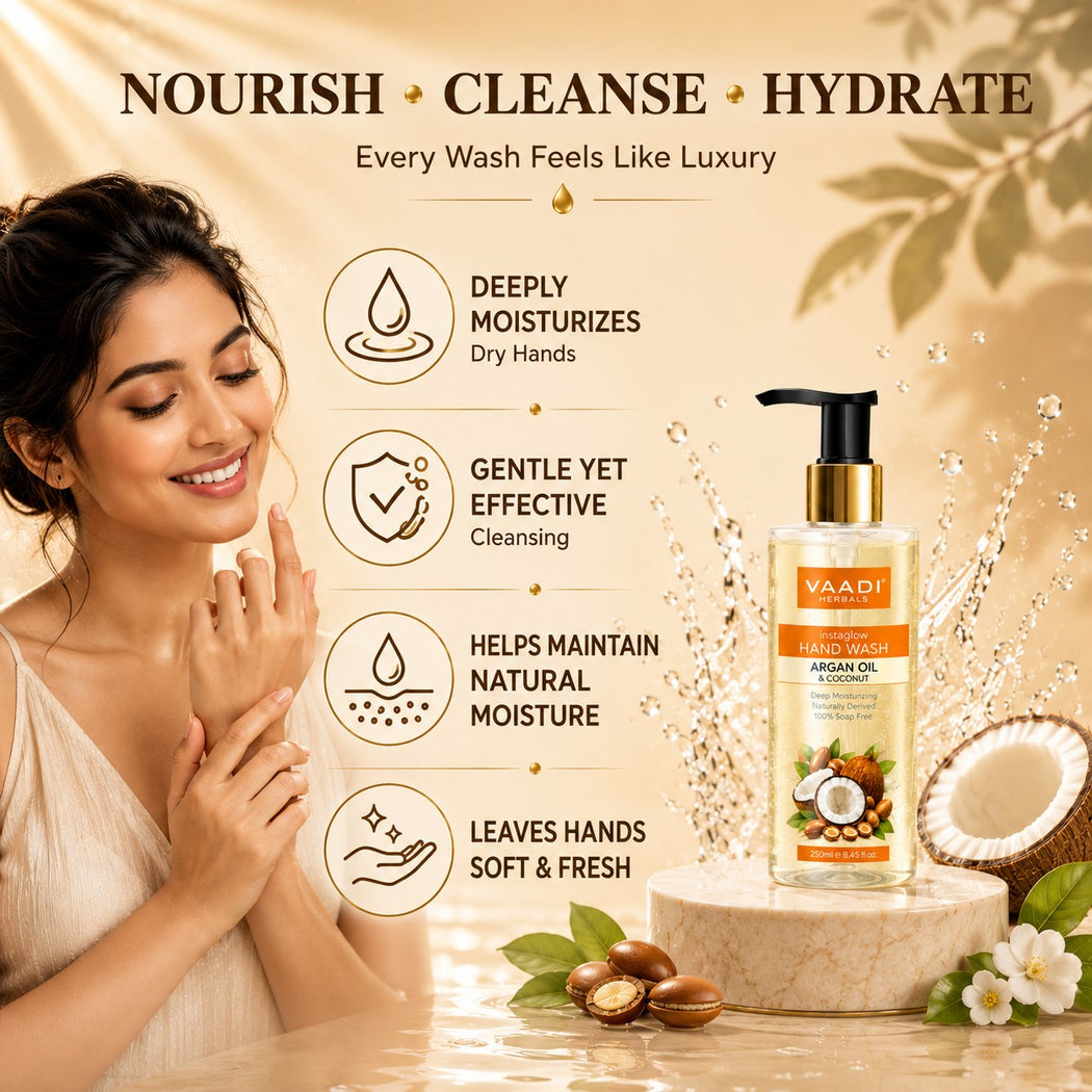 Instaglow Organic Argan Oil & Coconut Hand Wash (250 ml / 8.5 fl oz )