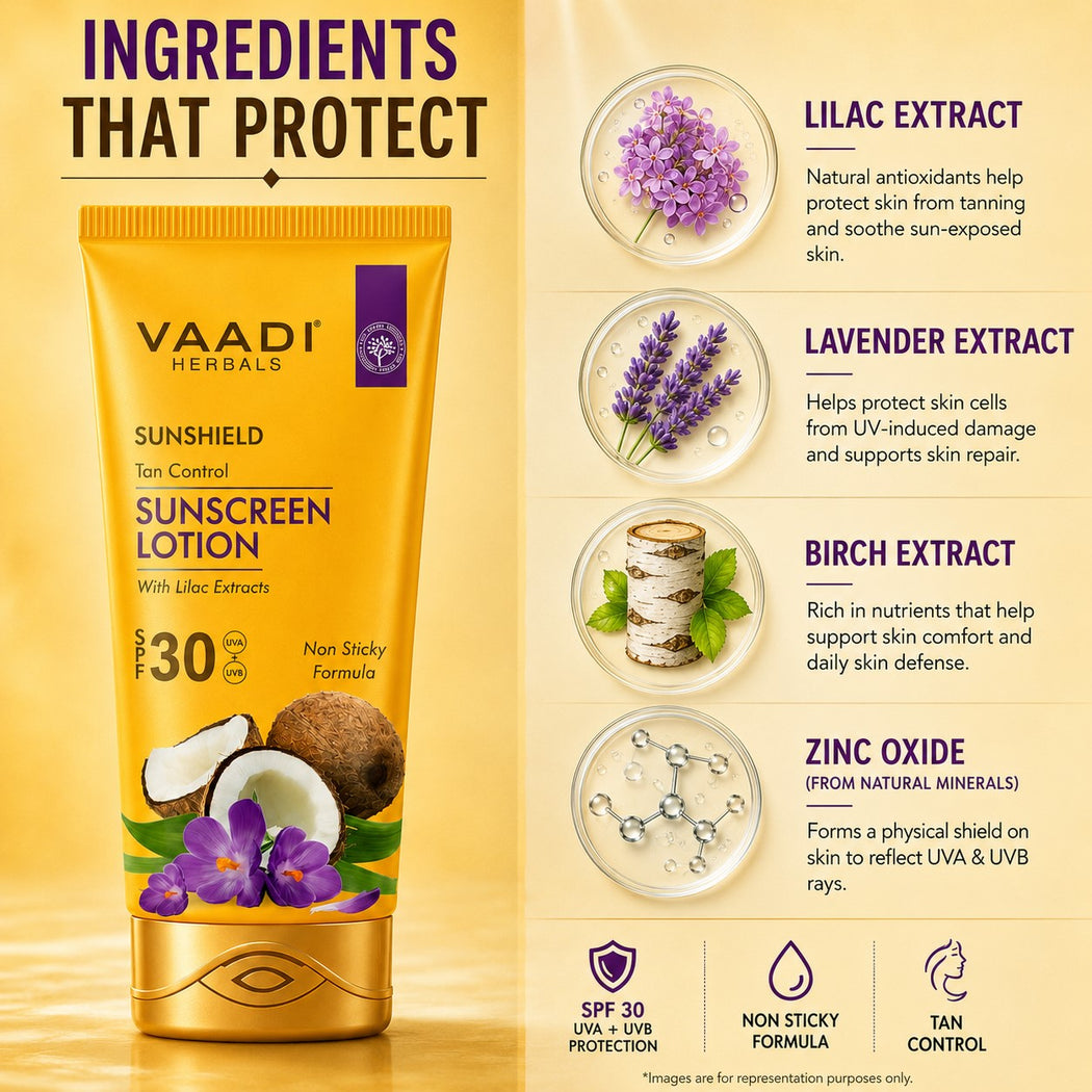 Organic Sunscreen Lotion SPF 30 wth Lilac Extract - Anti oxidant Rich - Long Lasting - Protects from Sun Tan (3 x 110 ml / 4 fl oz)