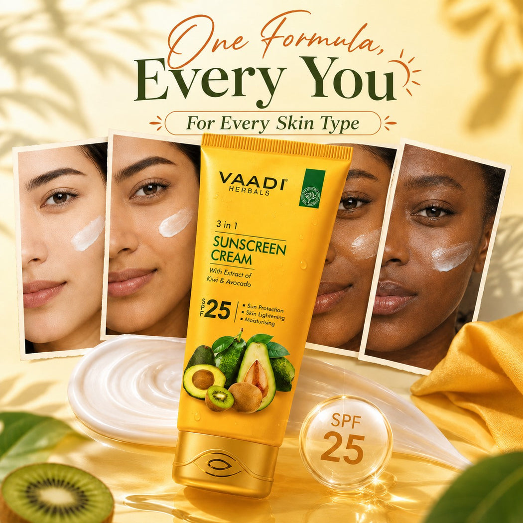 Organic Sunscreen Cream SPF 25 with Kiwi & Avocado Extract - Protects & Nourishes Skin - Enhances Complexion (2 x 110 gms / 4 oz)