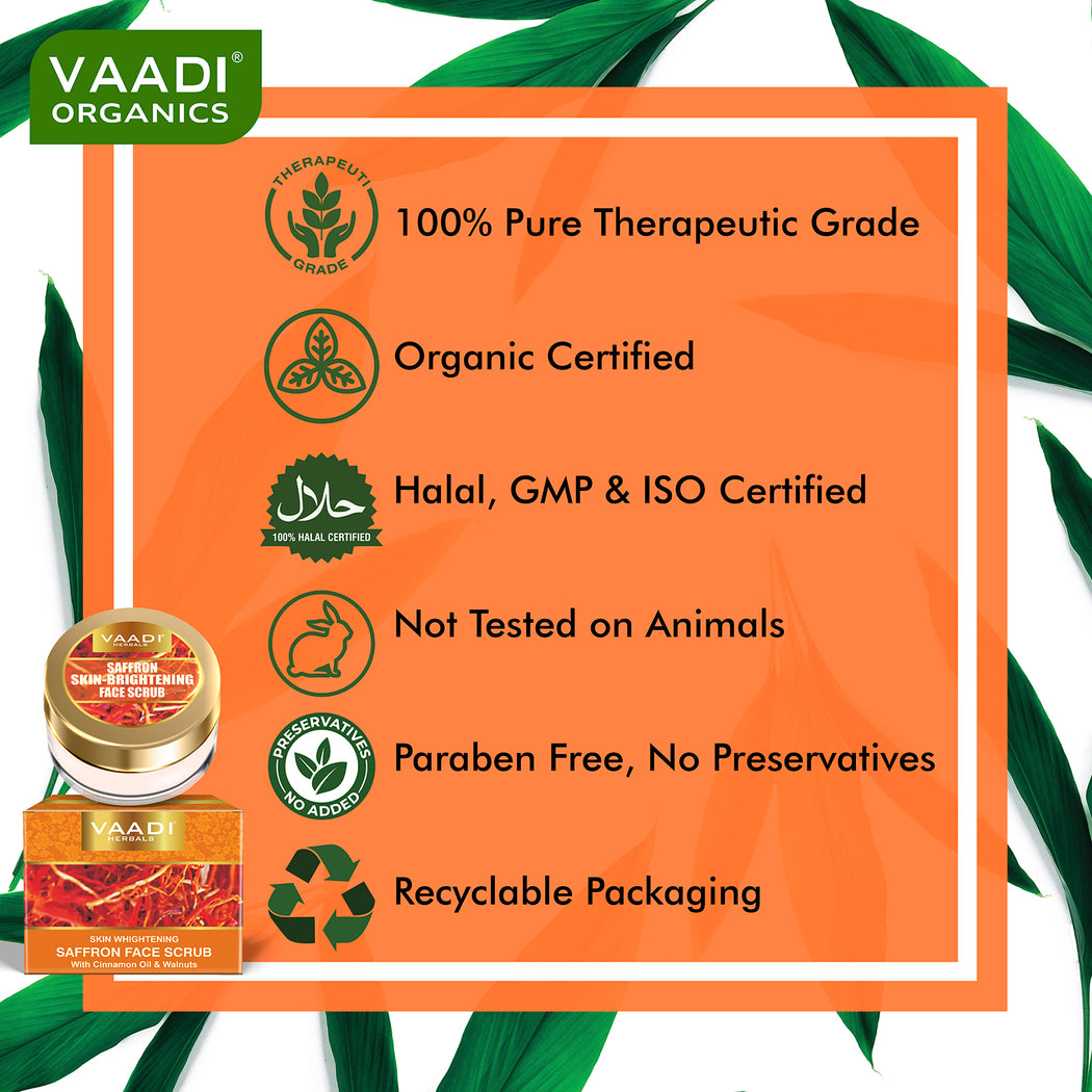 SAFFRON SKIN WHITENING FACE SCRUB WITH CINNAMON OIL & WALNUTS  (25 gms/0.9 oz)