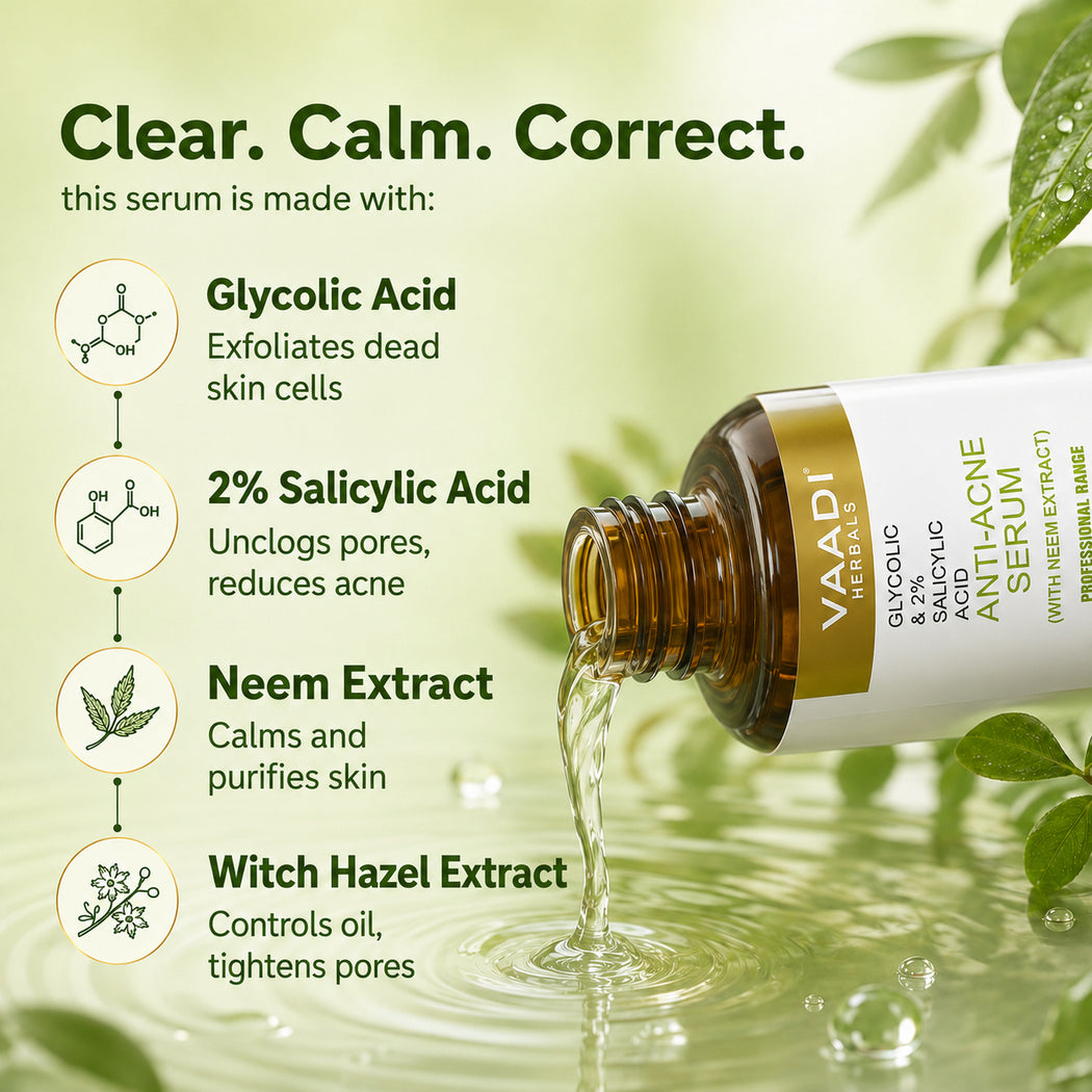 Organic Anti-Acne Serum With Glycolic & 2% Salicylic Acid (30 gms / 1.02 fl.oz) (Pack of 2)
