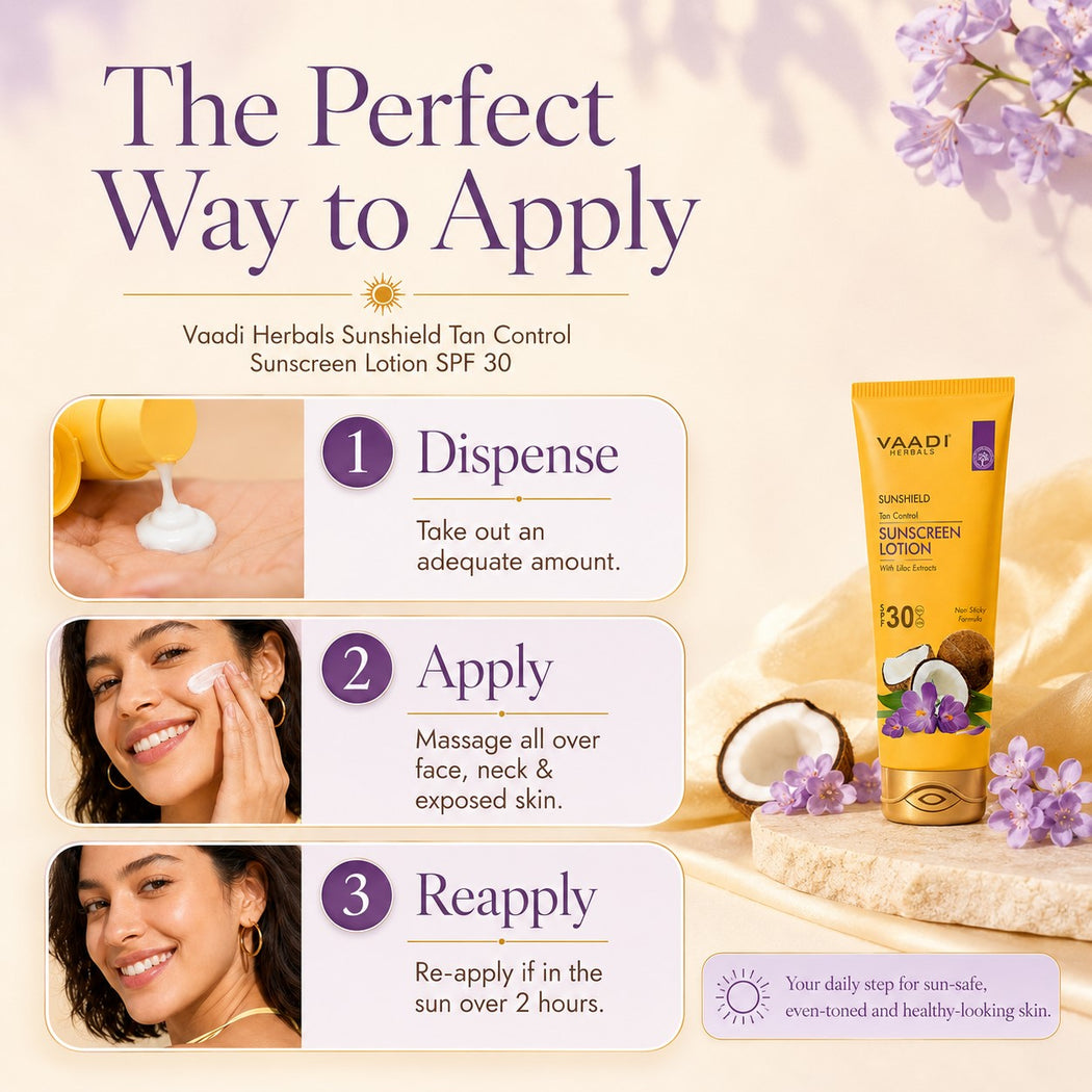 Organic Sunscreen Lotion SPF 30 wth Lilac Extract - Anti oxidant Rich - Long Lasting - Protects from Sun Tan (3 x 110 ml / 4 fl oz)