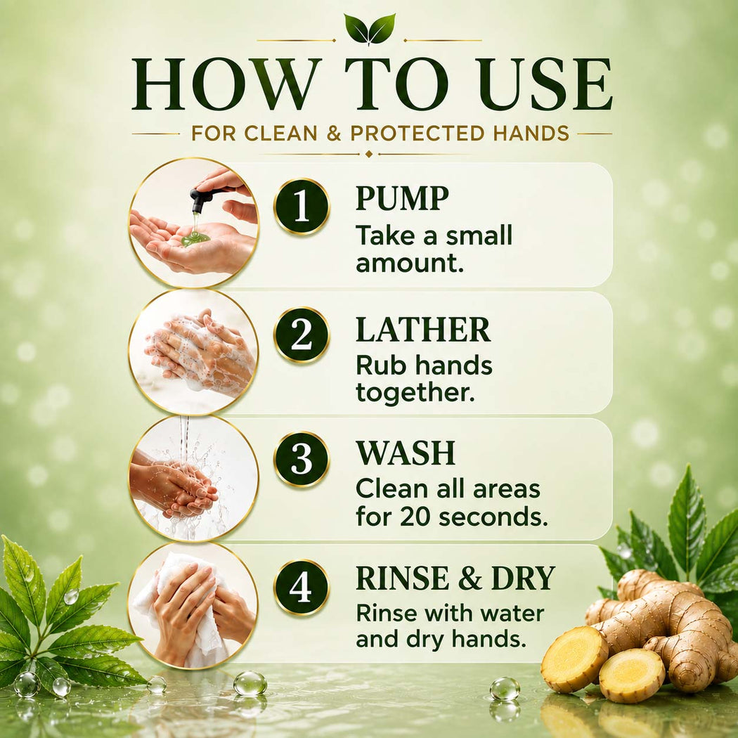 Anti-Bacterial Organic Neem Oil & Ginger Hand Wash (250 ml / 8.5 fl oz )