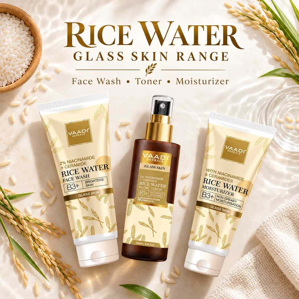 Rice Water Glass Skin Combo - Brightens, Tightens & Deep Hydrates (Face Wash 60 ml, Toner 250 ml, Moisturizer 60 ml)