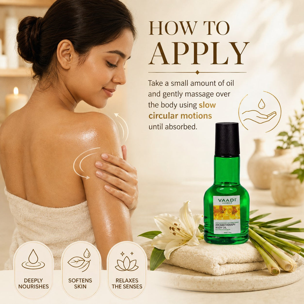 Organic Lemongrass Oil with Lily Extract - Aromatherapy - Strengthens Bones - Relieves Headache- Heals Skin (2 x 110 ml/4 fl oz)