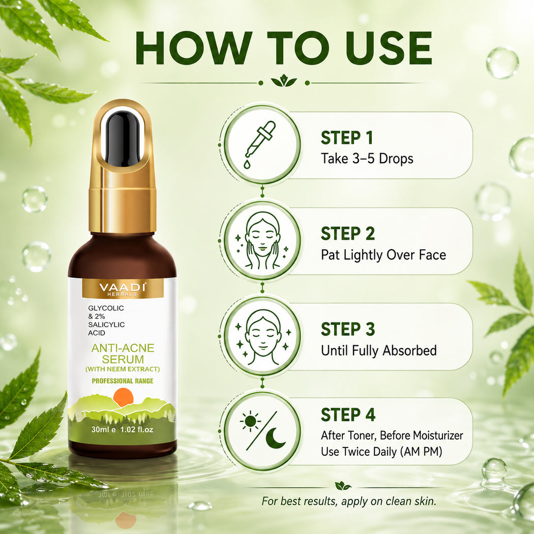 Organic Anti-Acne Serum With Glycolic & 2% Salicylic Acid (30 gms / 1.02 fl.oz) (Pack of 2)