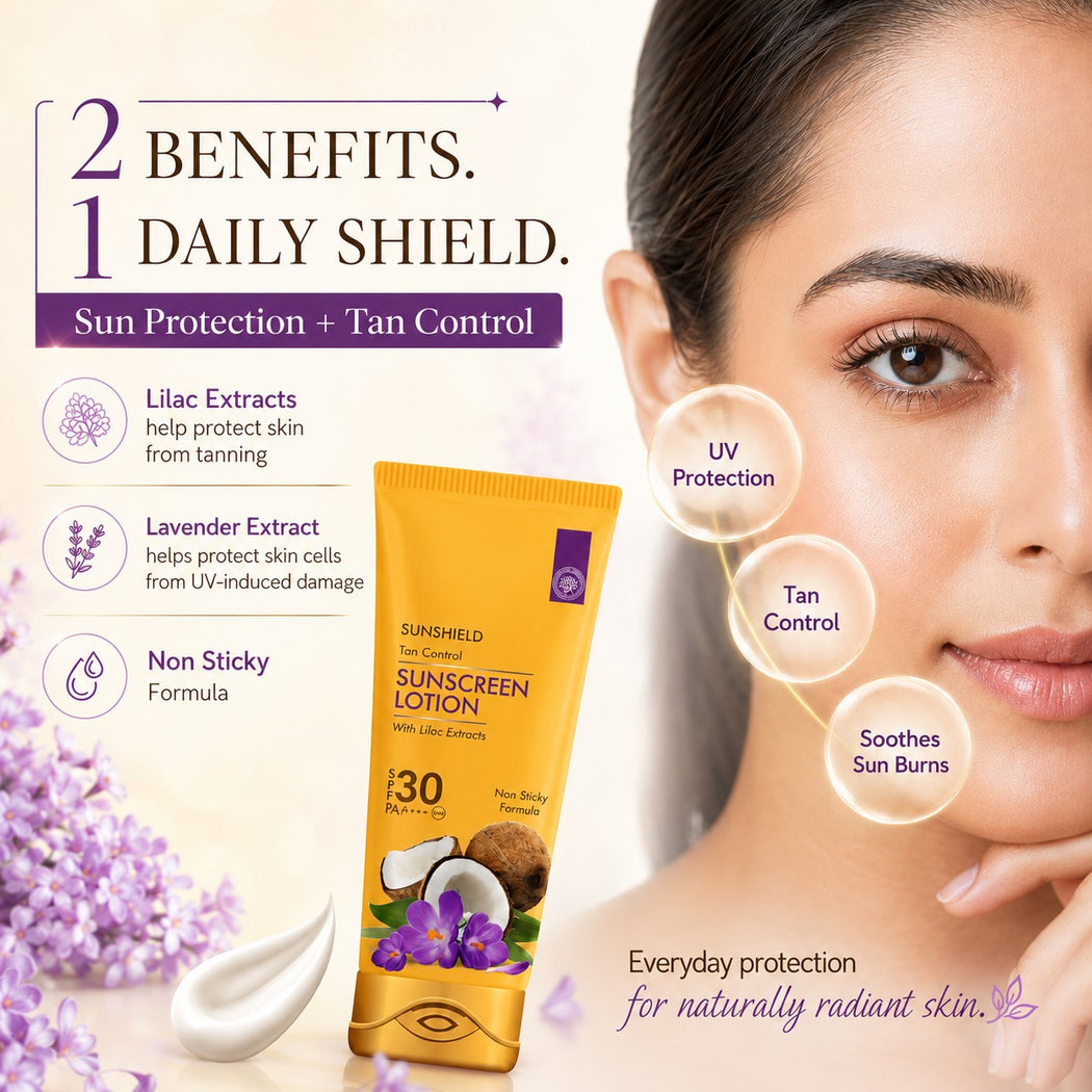 Organic Sunscreen Lotion SPF 30 wth Lilac Extract - Anti oxidant Rich - Long Lasting - Protects from Sun Tan (3 x 110 ml / 4 fl oz)