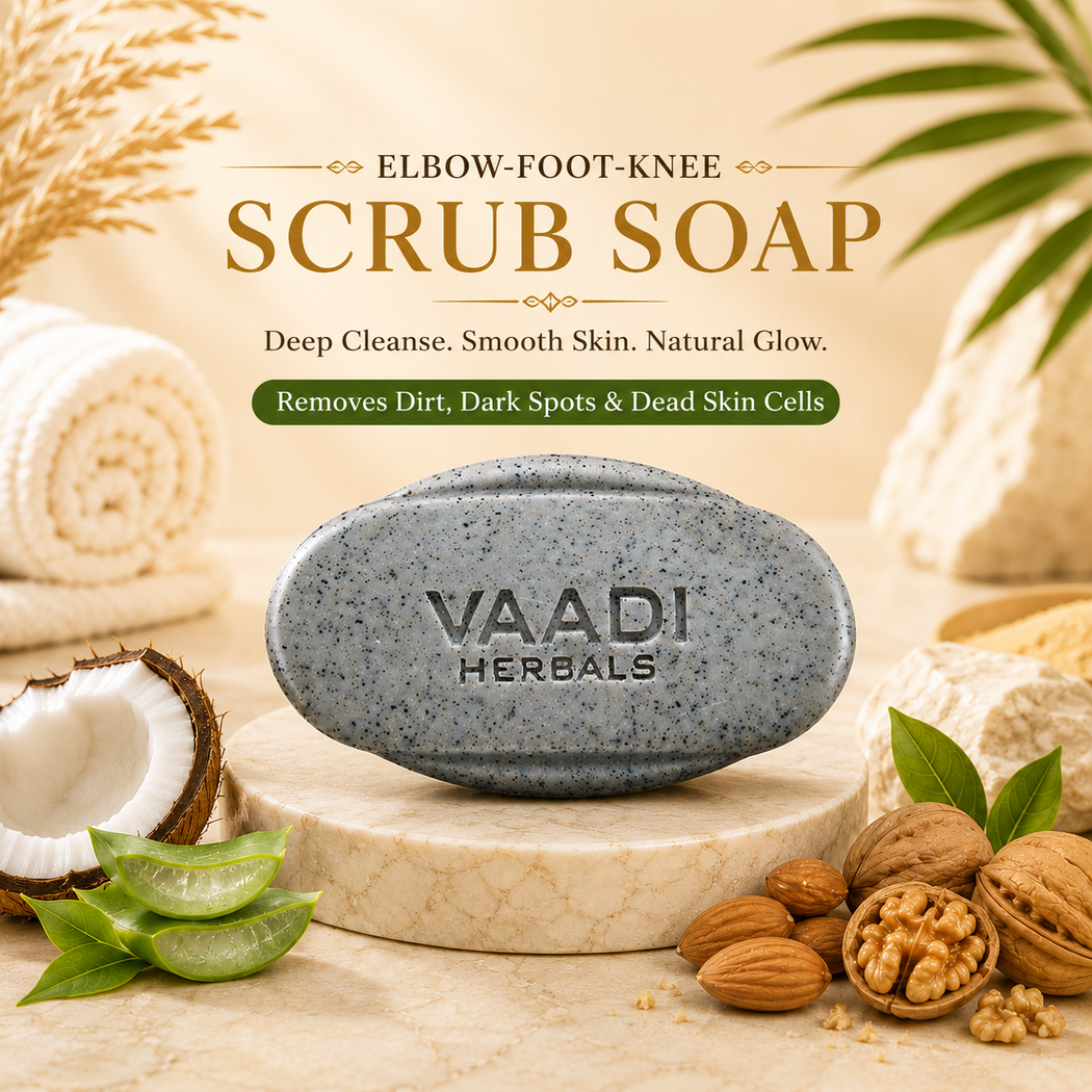 Organic Elbow Foot Knee Scrub Soap with Almond & Walnut - Removes Dead Skin - Makes Skin Soft (12 x 75 gms / 2.7 oz)