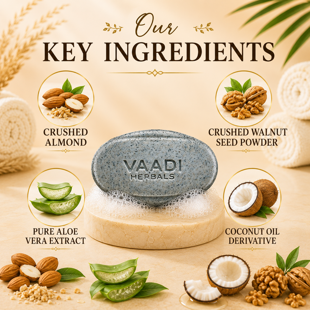 Organic Elbow Foot Knee Scrub Soap with Almond & Walnut - Removes Dead Skin - Makes Skin Soft (12 x 75 gms / 2.7 oz)