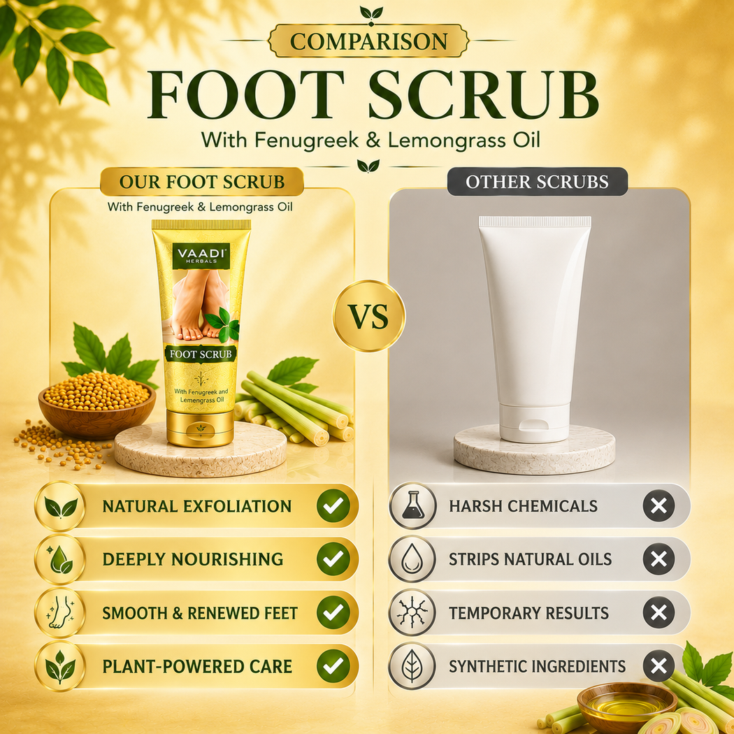 Organic Foot Scrub with Fenugreek & Lemongrass Oil - Therapeutic Exfoliates - Rejuvenates Damaged Skin - Softens Skin (2 x 110 gms / 4 oz)