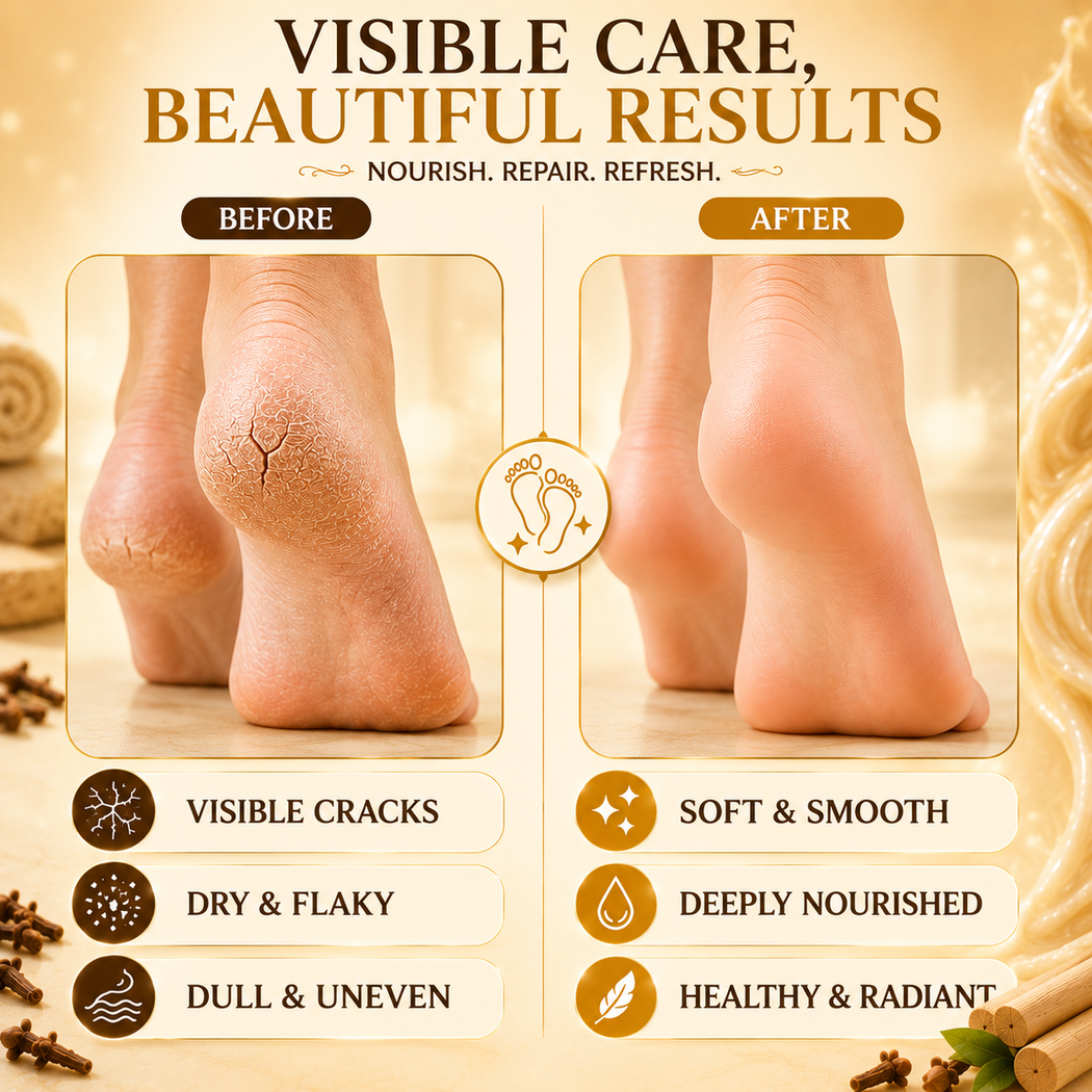 Organic Foot Cream with Clove & Sandalwood Oil - Softens Dry & Cracked Feet - Deep Moisturises (500 gms / 17.7 oz)
