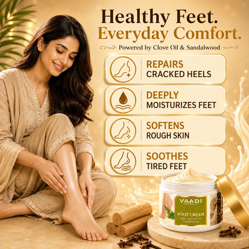 Organic Foot Cream with Clove & Sandalwood Oil - Softens Dry & Cracked Feet - Deep Moisturises (500 gms / 17.7 oz)
