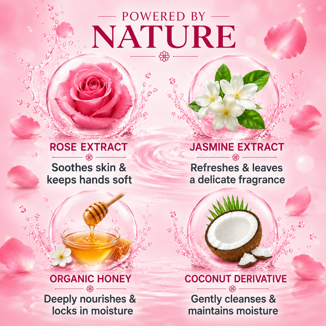 Hydrating Organic Rose & Jasmine Hand Wash (250 ml / 8.5 fl oz )
