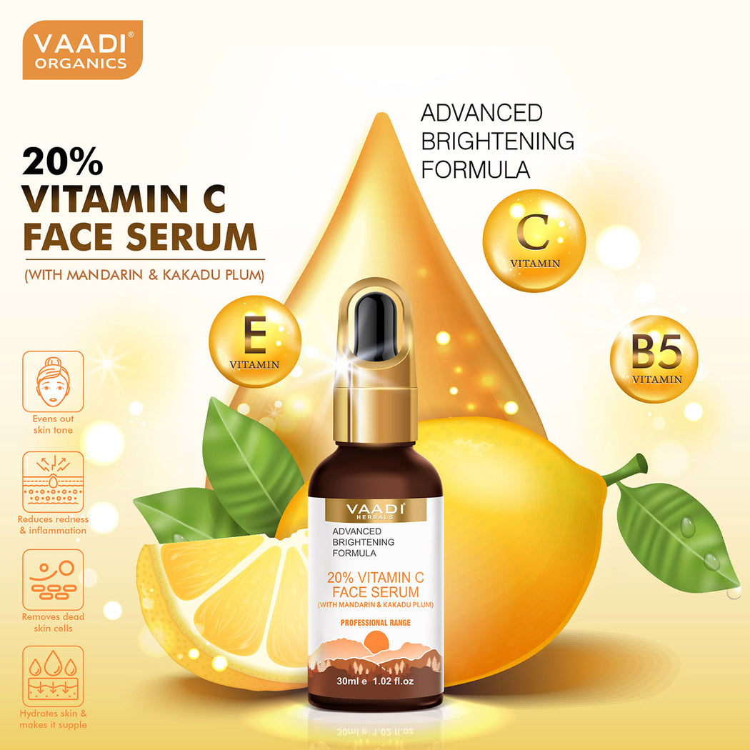 20% Vitamin C Organic Face Serum With Advanced Brightening Formula (30 gms / 1.02 fl.oz)