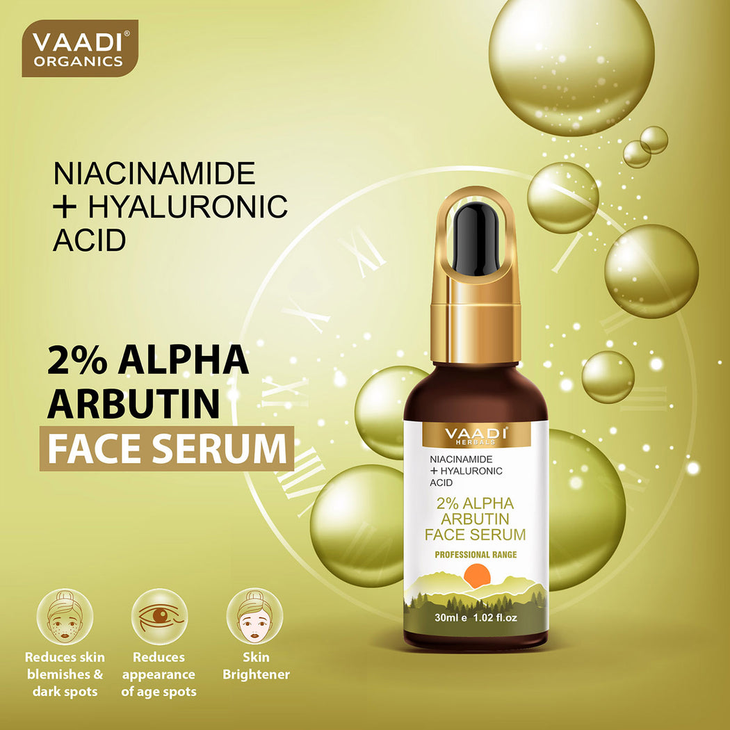 2% Alpha Arbutin Organic Face Serum With Niacinamide & Hyaluronic Acid (30 gms / 1.02 fl.oz)