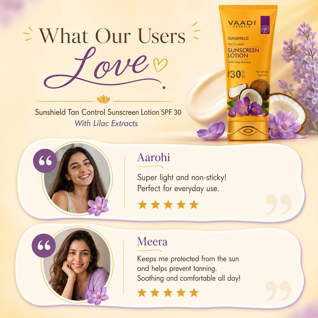 Organic Sunscreen Lotion SPF 30 wth Lilac Extract - Anti oxidant Rich - Long Lasting - Protects from Sun Tan (3 x 110 ml / 4 fl oz)