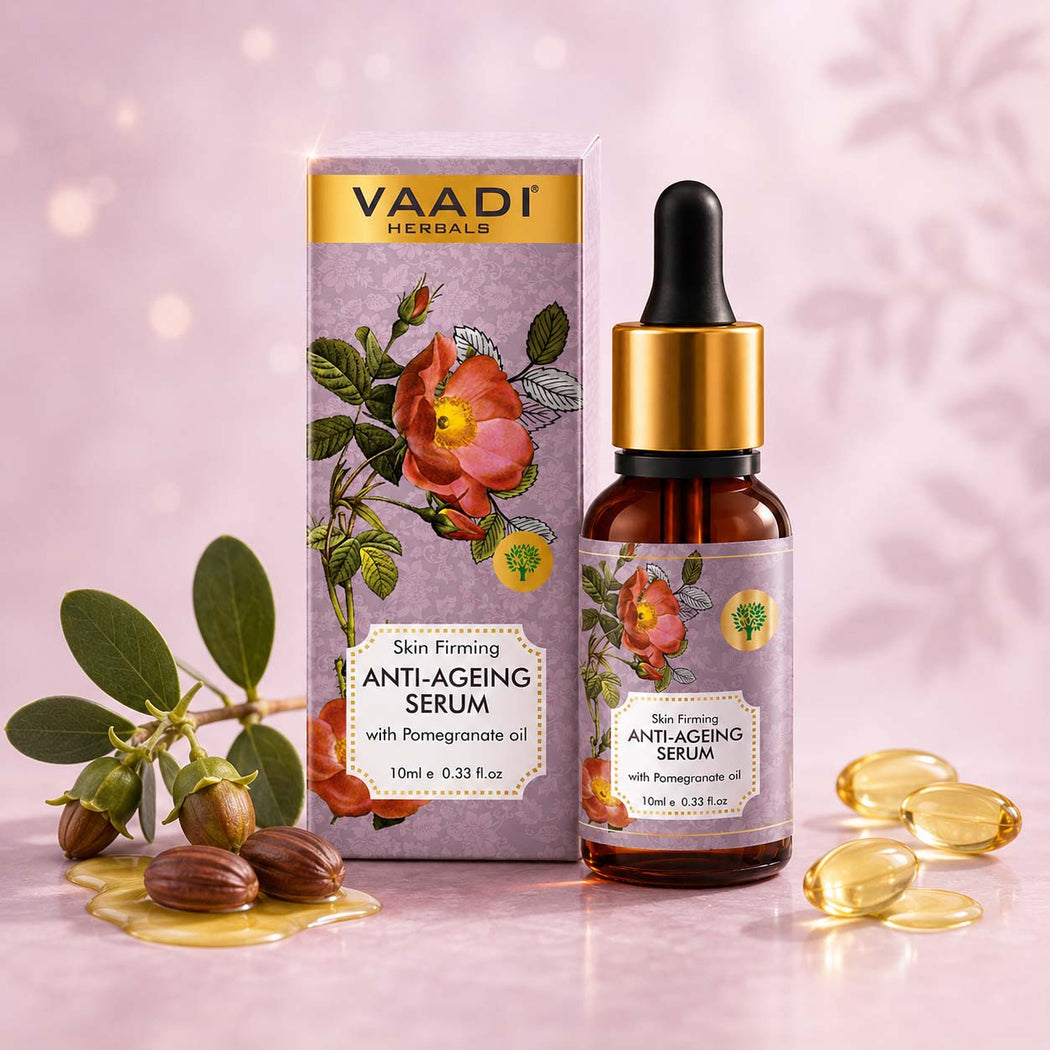 Pack of 2 Organic Vitamin E Anti Ageing Serum with Pomegranate Oil - Reduces Fine Lines, Lightens Wrinkles & Brightens Complexion (2 x 10 ml/ 0.33 oz)
