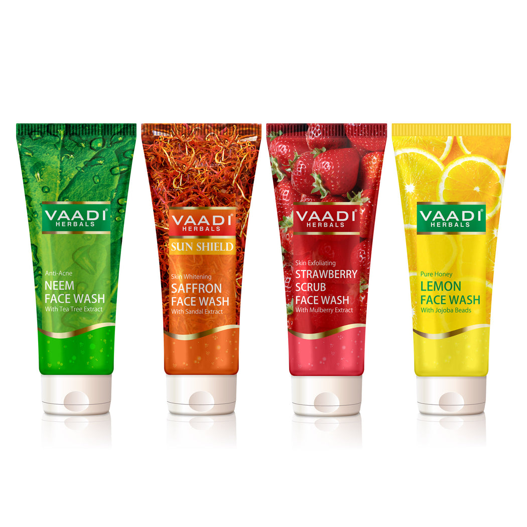 Assorted Pack of 4 Herbal Organic Face Wash (4 x 60 ml / 2.1 fl oz)