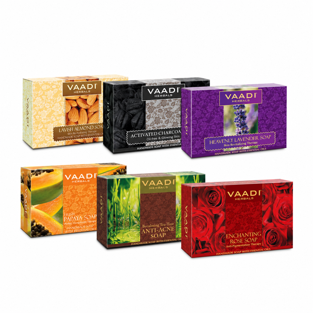 Assorted Pack Of 6 Luxurious Organic Handmade Soaps (6 X 75gms/2.7 Oz)