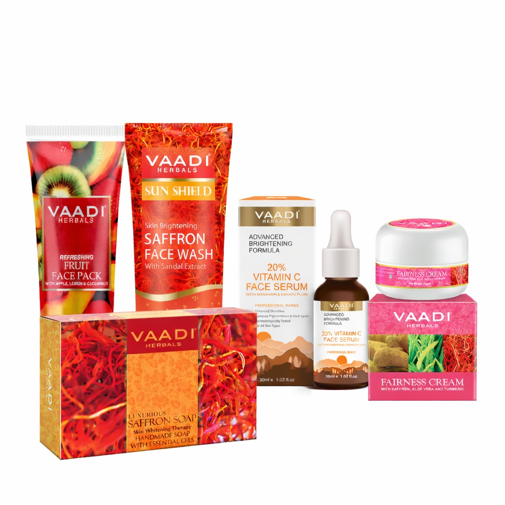 Organic Saffron Skin Brightening Set - Visibly Lightens the Skin, Removes Pigmentation & Dark Spots