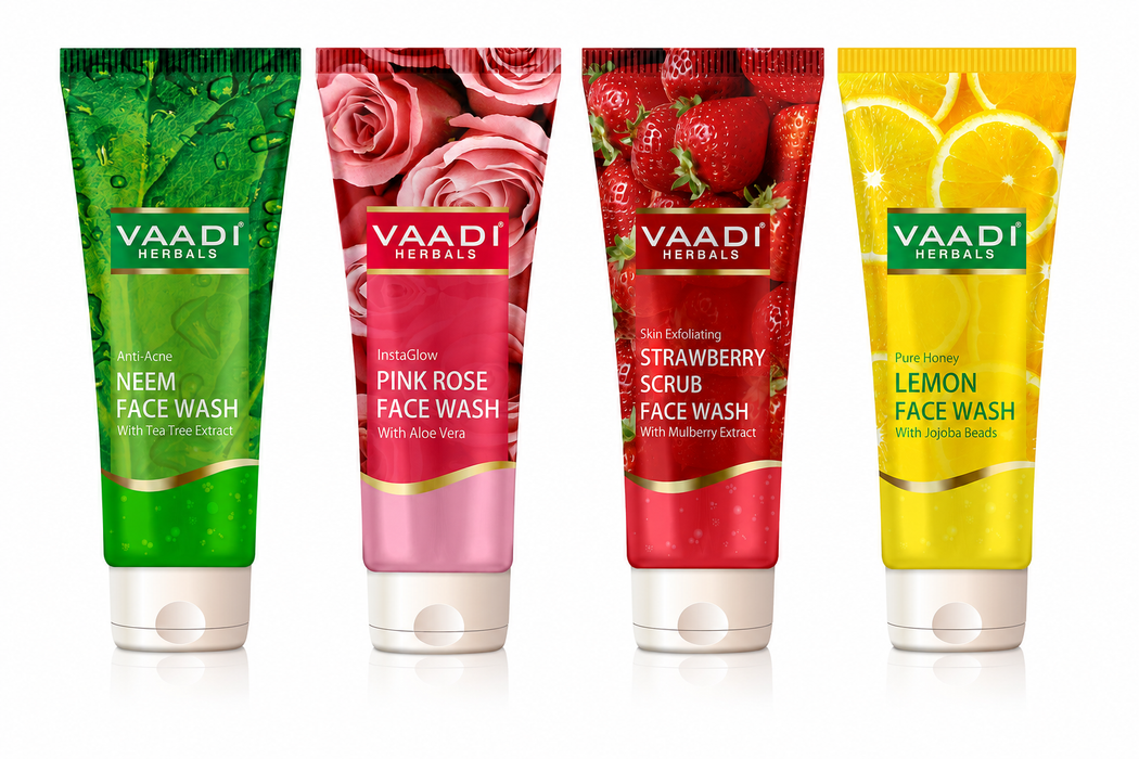 Assorted Pack of 4 Herbal Organic Face Wash (4 x 60 ml / 2.1 fl oz)
