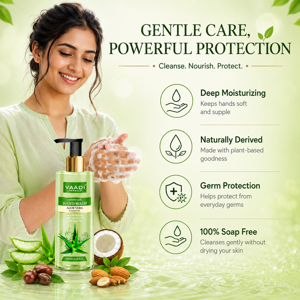 Velvety Soft Organic Aloe Vera & Jojoba Oil Hand Wash (250 ml / 8.5 fl oz )