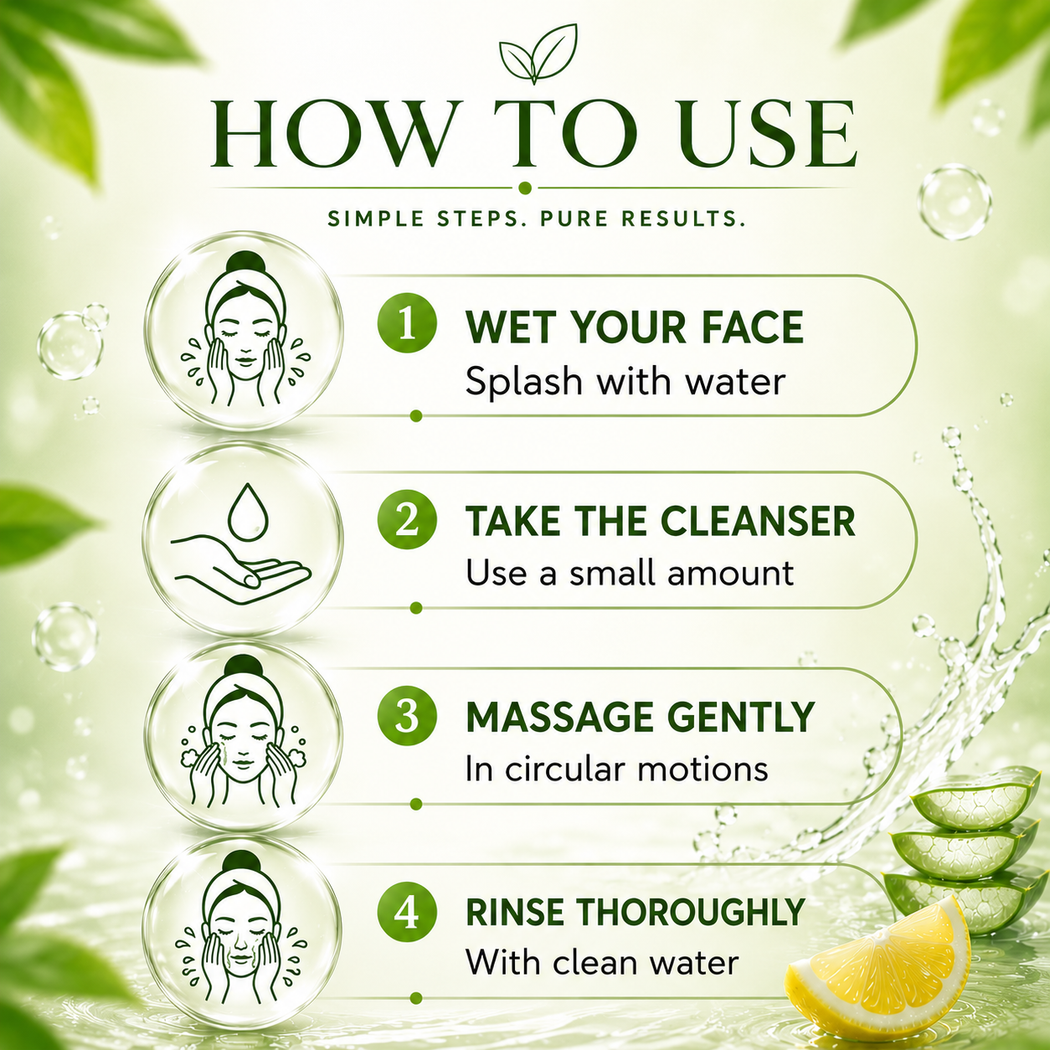 Organic Aloe Vera Deep Pore Cleansing Milk with Lemon Extract - Cleanses & Softens Skin - Locks In Moisture All Day (350 ml/ 12 fl oz)