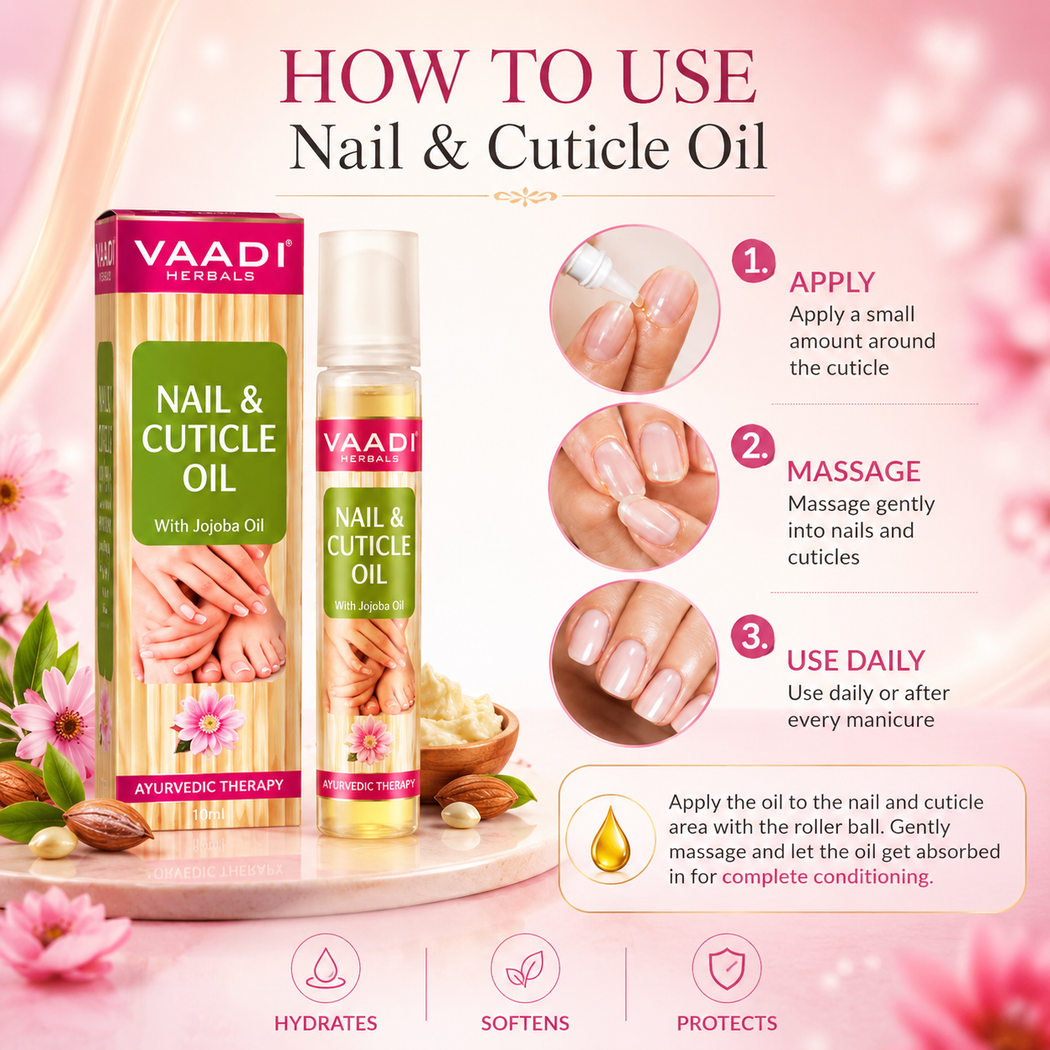 Organic Nail & Cuticle Oil with Jojoba Oil - Heals Redness & Pain - Strengthens Thin & Brittle Nails (10 ml/ 0.4 fl oz)