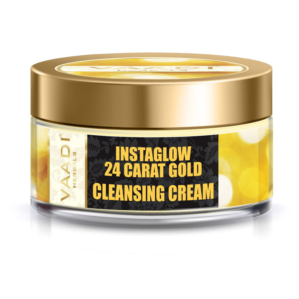 Organic 24 Carat Gold Cleansing Cream with Marigold & Wheatgerm Oil - Clears Oil & Impurities - Makes Skin Luminous ( 50 gms / 2oz)