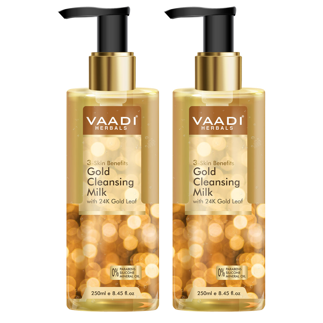 Gold Cleansing Milk with 24k Gold Leaf -3-skin Benefits (2 x 250 ml / 8.5 fl oz)