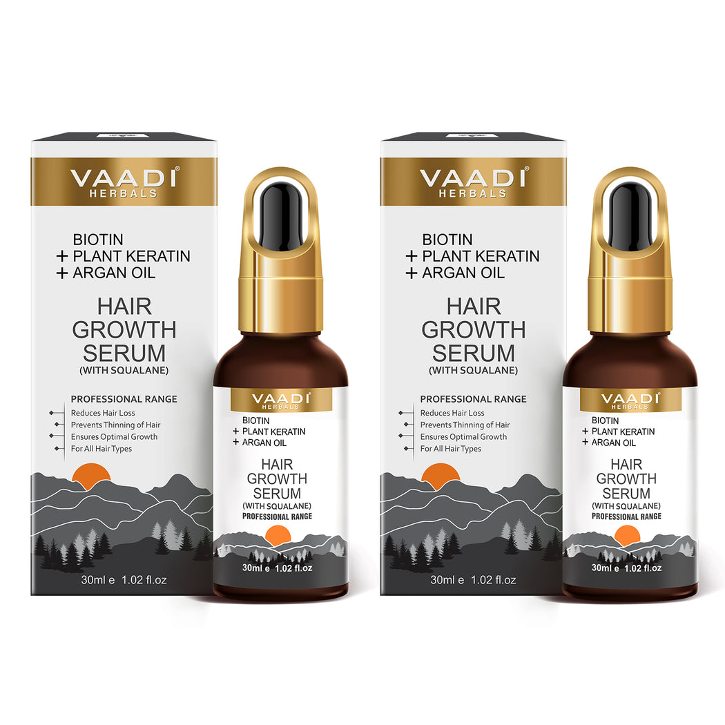 BIOTIN + Plant Keratin HAIR GROWTH SERUM (With Argan Oil & Squalane) (30 ml / 1.02 fl.oz) (Pack of 2)