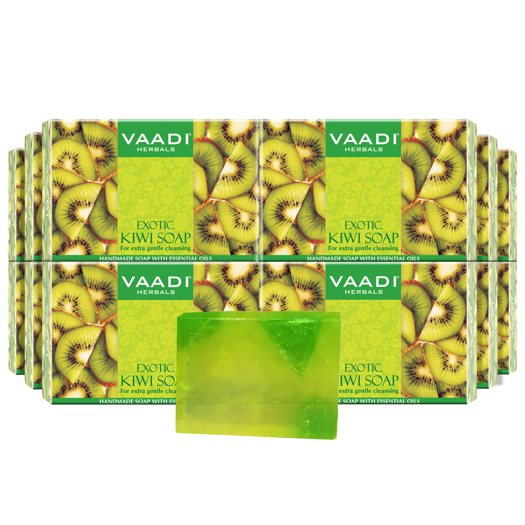 Exotic Organic Kiwi Soap with Green Apple Extract - Gently Clears Skin- Makes Skin Glowing (12 x 75 gms / 2.7 oz)