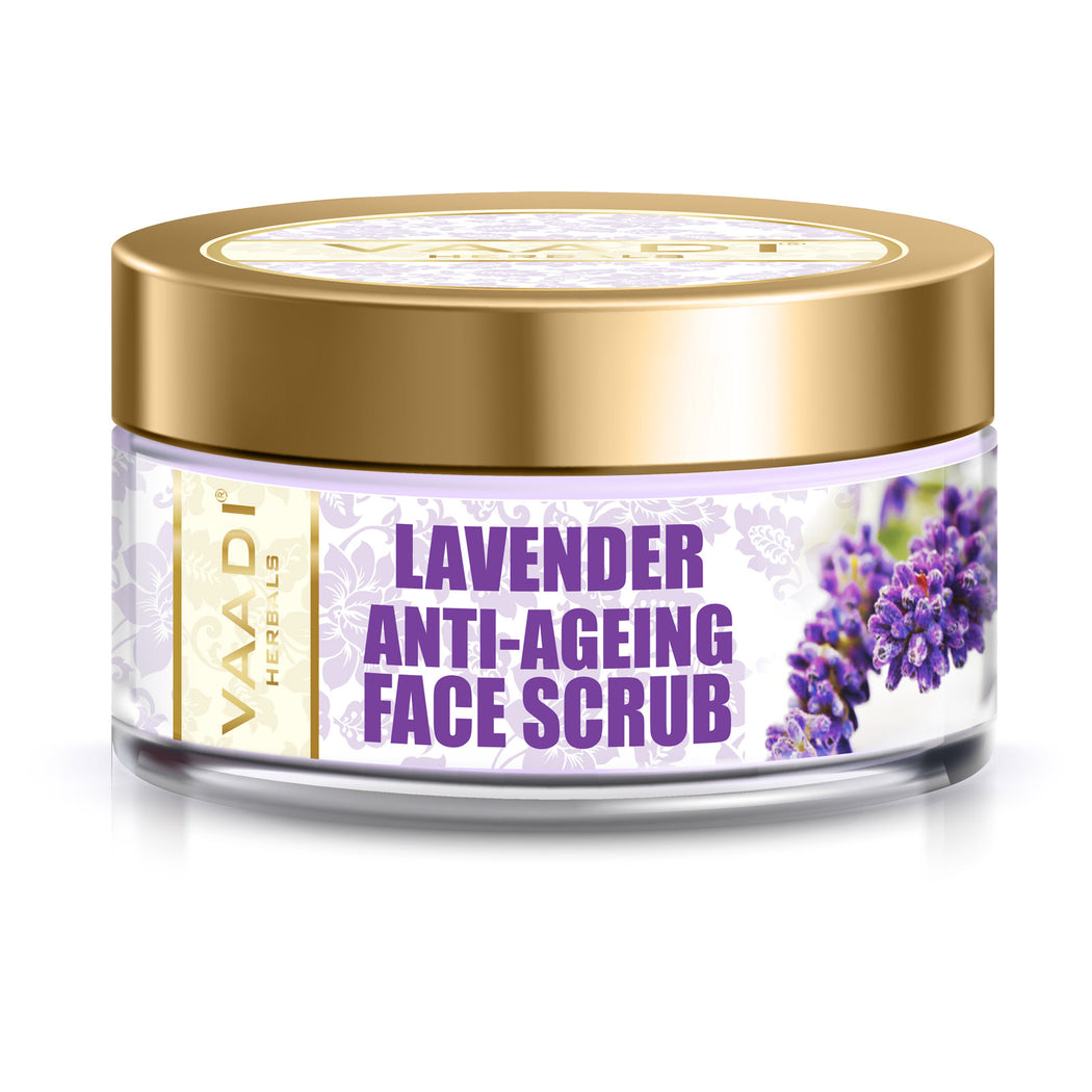 Anti Ageing Organic Lavender Scrub with Rosemary Extract - Boosts Cellular Renewal - Keeps Skin Firm (50 gms / 2 oz)