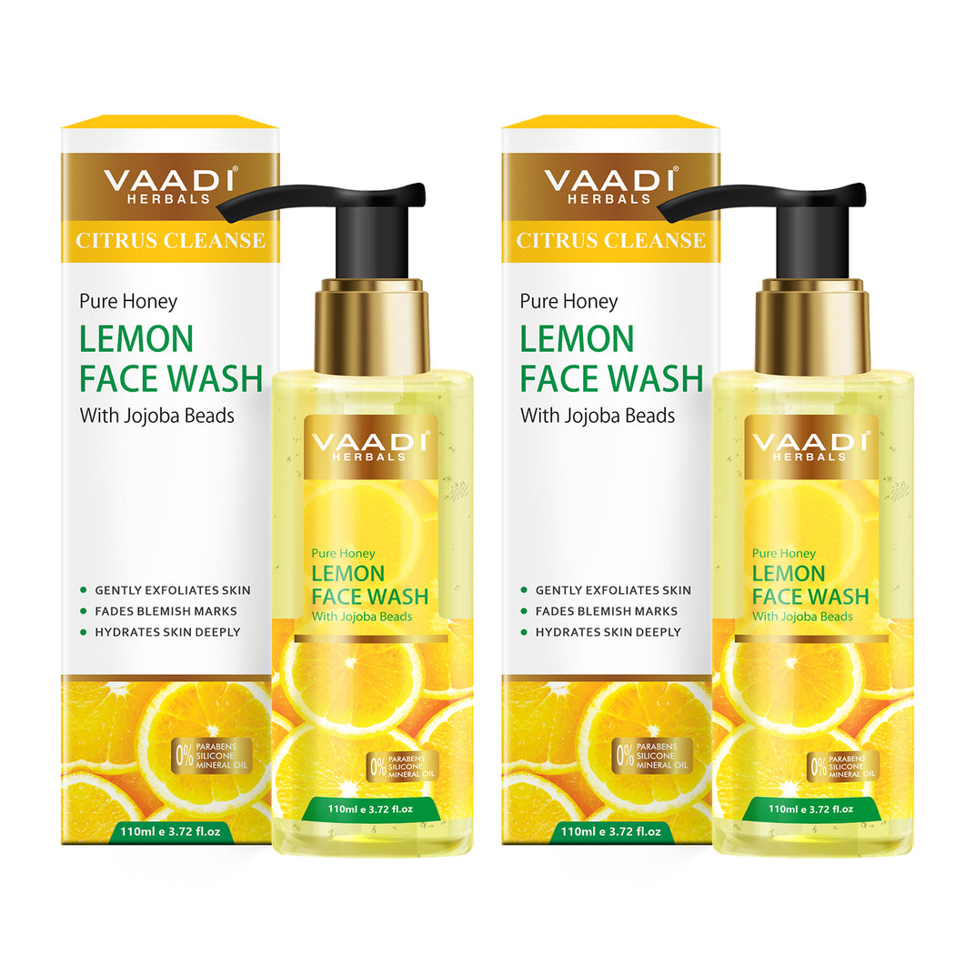 Pack of 2 Organic Honey Lemon Face Wash with Jojoba Beads ( 2 x 110 ml /3.72 fl oz)