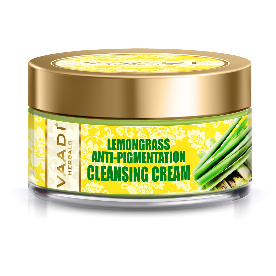 Anti Pigmentation Organic Lemongrass Cleansing Cream - Unclogs Pores - Makes Skin Smooth & Clear (50 gms / 2 oz)