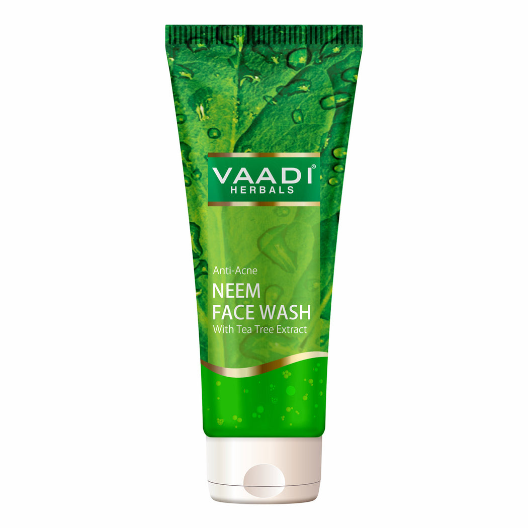 Anti Acne Organic Neem Face Wash with Tea Tree Extract - Controls Acne - Heals Skin (60 ml/2.1 fl oz)