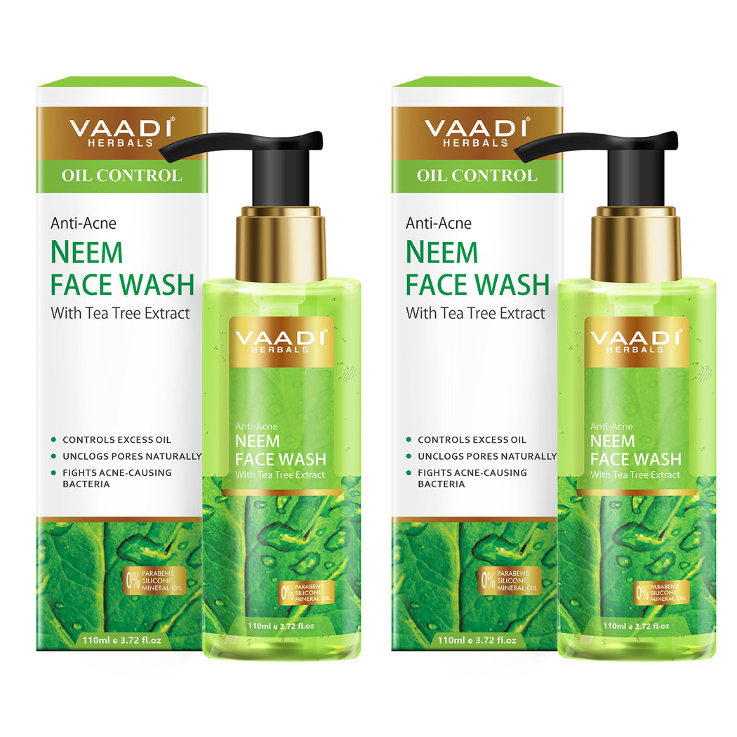 Pack of 2 Organic Anti-Acne Neem Face Wash With Tea Tree Extract ( 2 x 110 ml /3.72 fl oz)