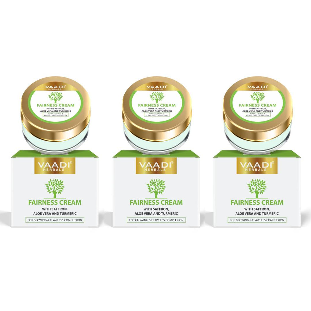Organic Fairness Cream with Saffron, Aloe Vera & Turmeric Extract - Lightens Marks & Blemishes - Makes Skin Flawless ( 3 x 30 gms / 1.1 oz)