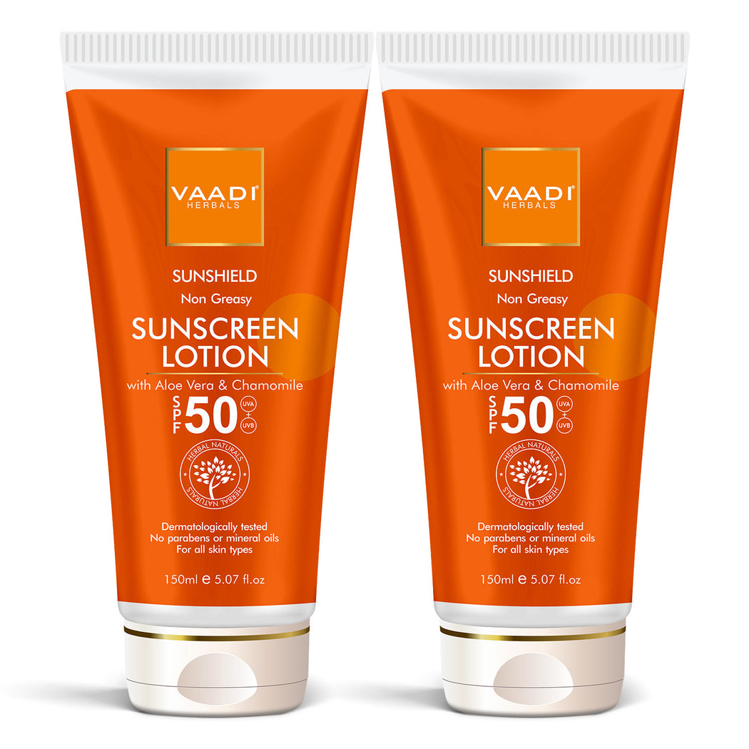 Sunscreen Lotion SPF-50 with Aloe Vera & Chamomile (2 x 150 ml / 5.07 fl oz)