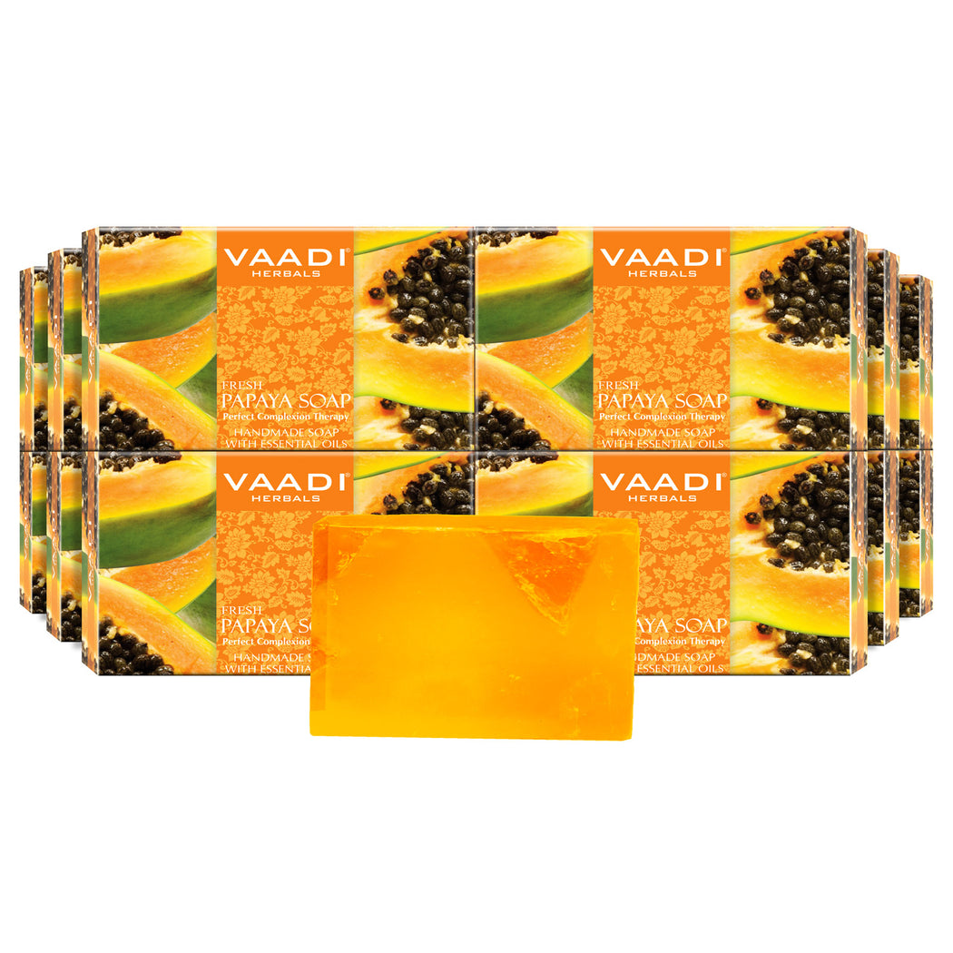 Organic Fresh Papaya Soap - Clears Impurities off Skin - Lightens Skin Tone - Gives a Natural Glow (12 x 75 gms / 2.7 oz)