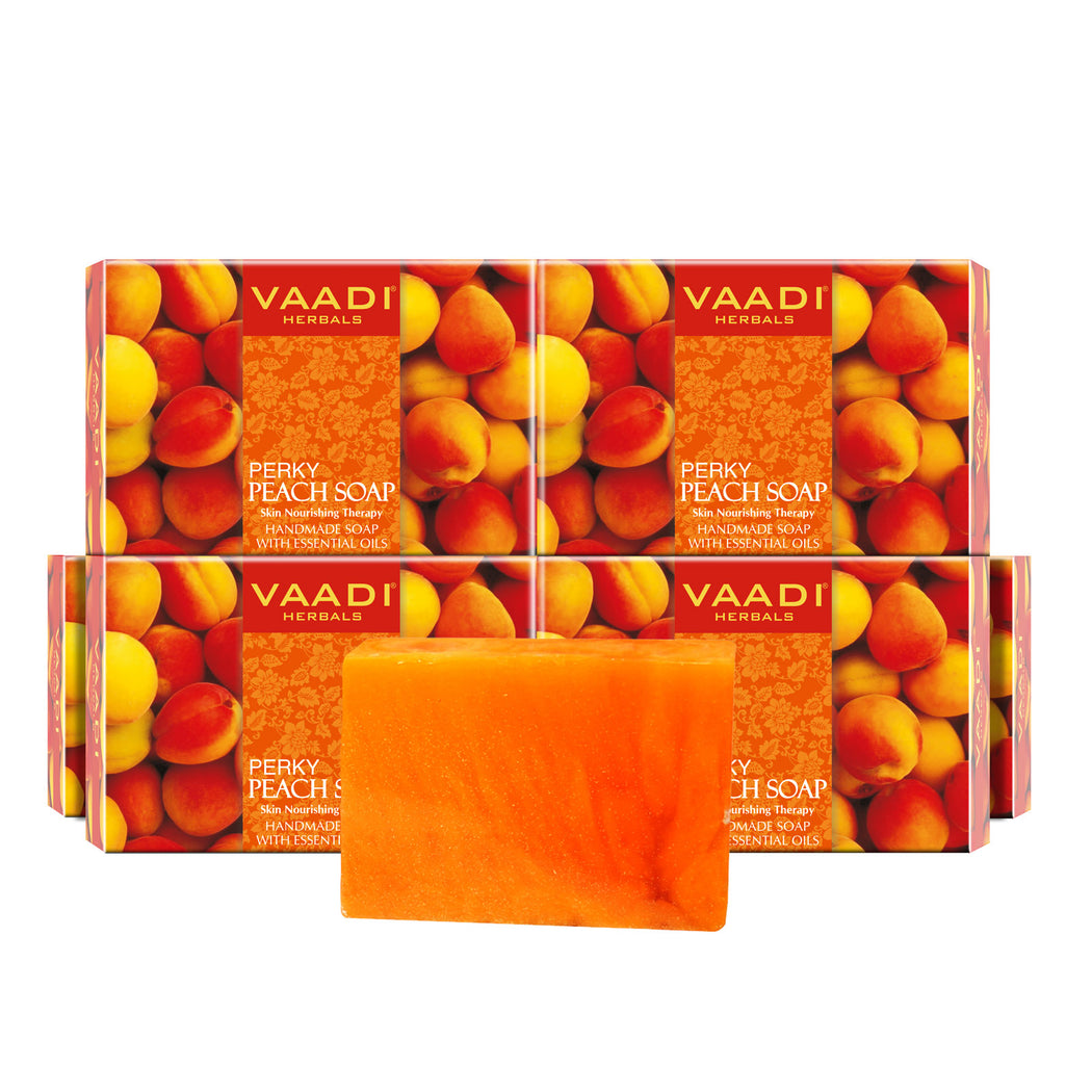 Organic Perky Peach Soap with Almond Oil - Skin Nourishing - Rehydrates (6 x 75 gms / 2.7 oz)