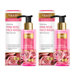 Pack of 2 Organic Insta Glow Pink Rose Face wash with Alo...