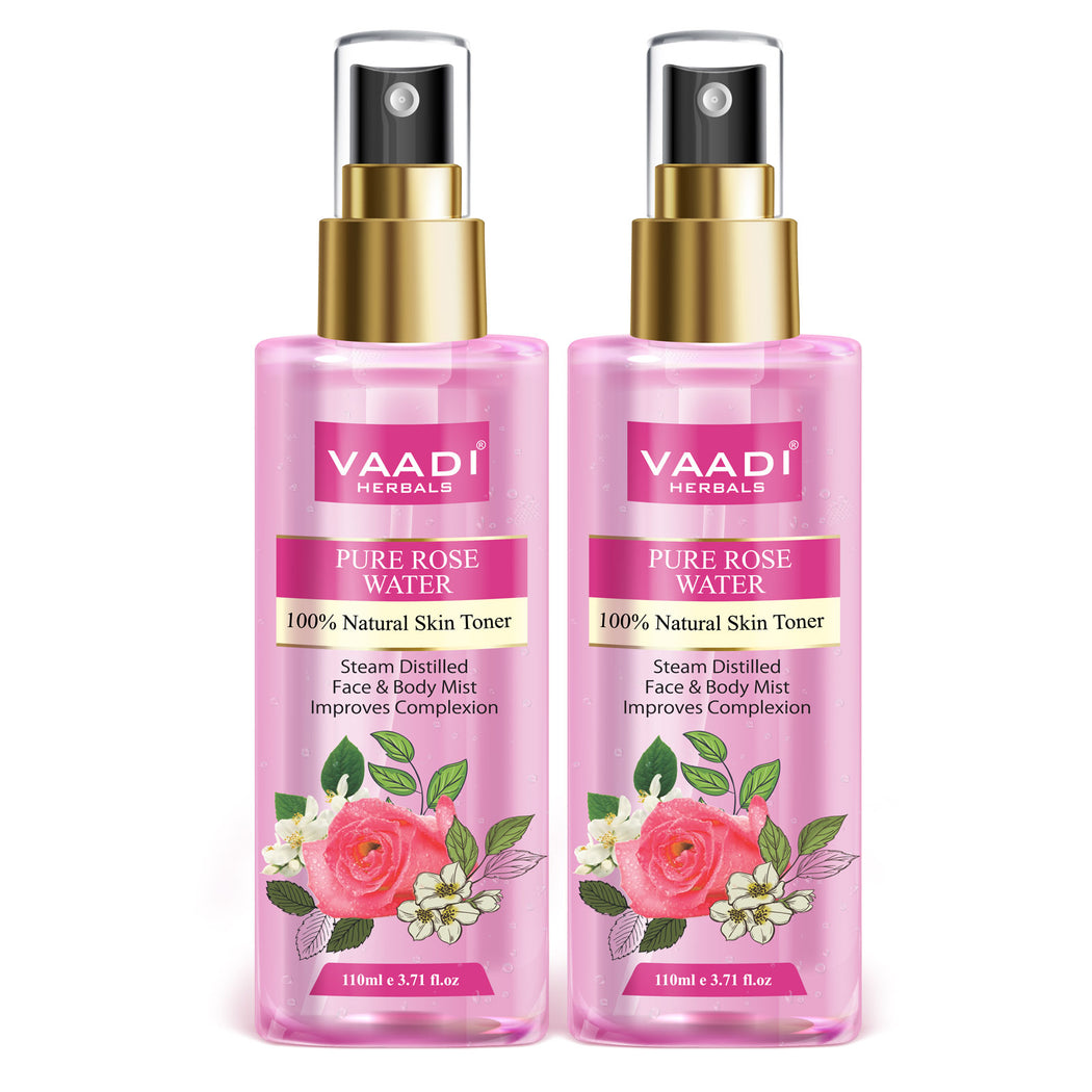 Pack of 2 Rose Water - 100% Natural & Pure (2 x 110 ml / 4 fl oz)