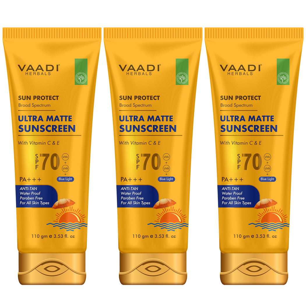 Organics Ultra Matte Sunscreen SPF 70 With Vitamin C & E (3 X 110 gms/ 4 fl oz)