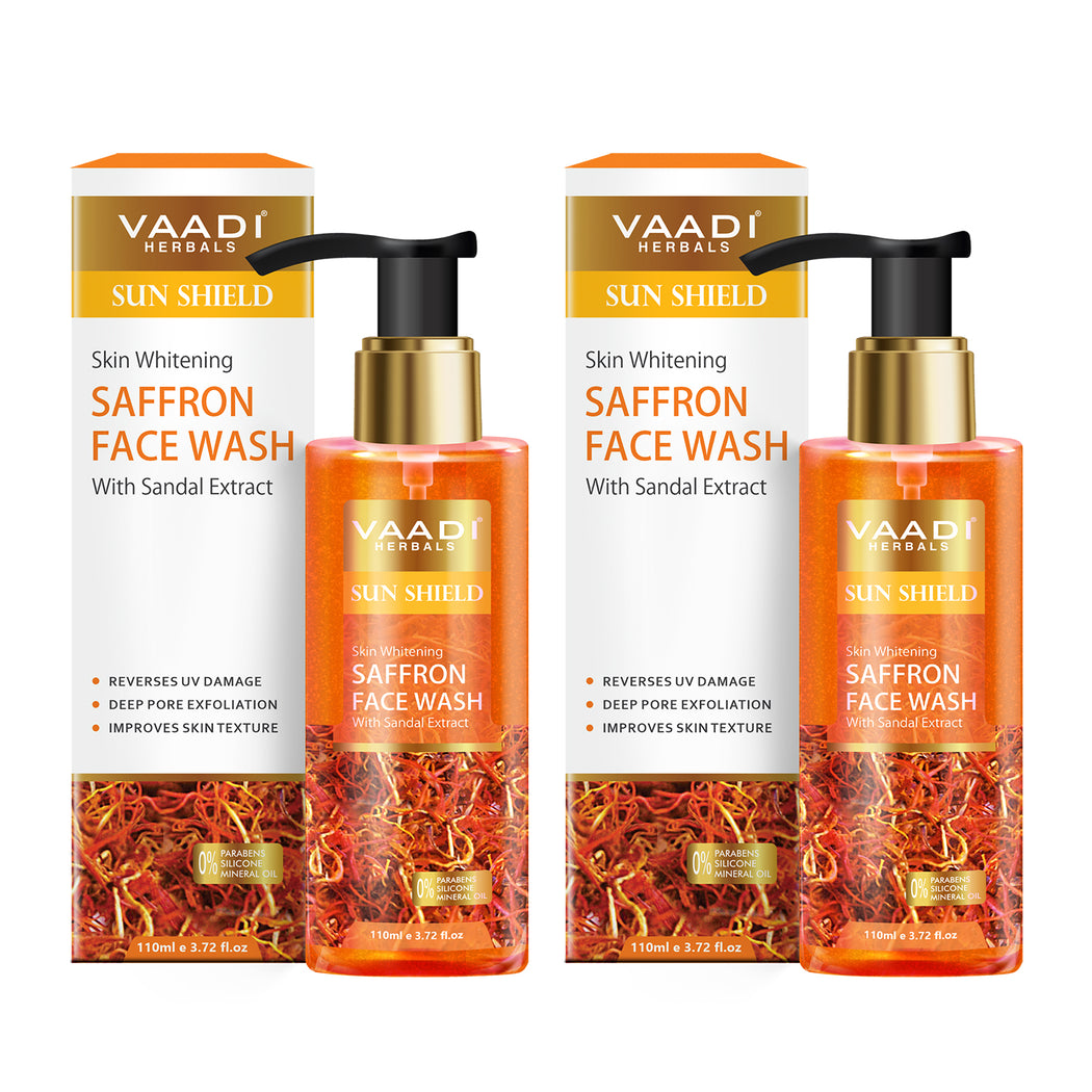 Pack of 2 Organic Skin Whitening Saffron Face Wash With Sandal Extract ( 2 x 110 ml /3.72 fl oz)